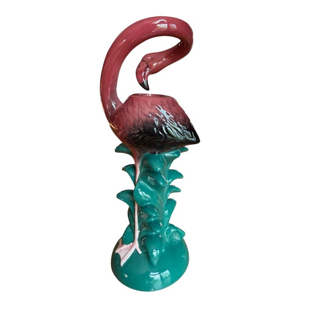 Ceramic 1980s Pink Flamingo Candlestick Holder For Sale - Image 7 of 9