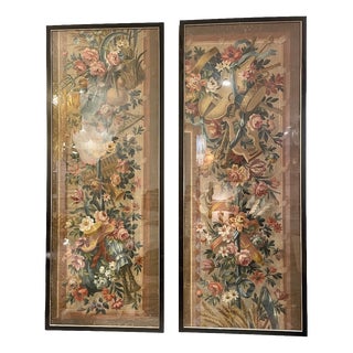 Tapestry Sketches, Late 19th Century, Oil on Paper Sketches, Set of 2 For Sale