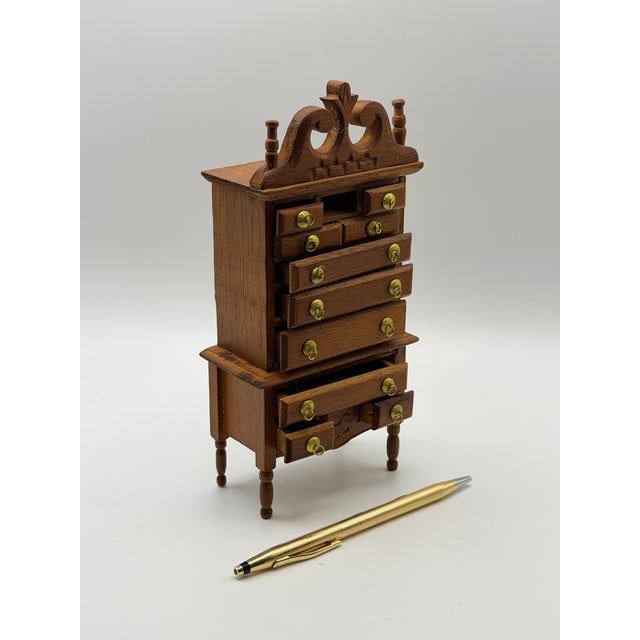 Late 20th Century Vintage Shackman 1:12 Miniature Wooden Highboy Chest, Korea For Sale - Image 5 of 6