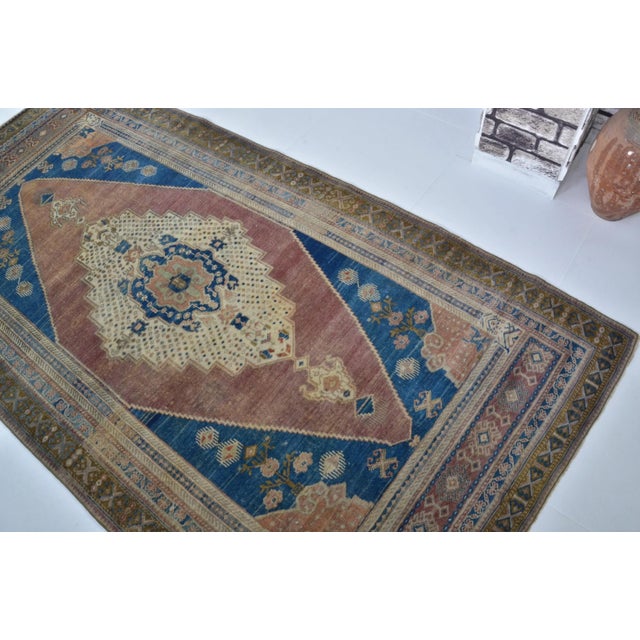 Hand Knotted Oushak Turkish Carpet For Sale In Phoenix - Image 6 of 11