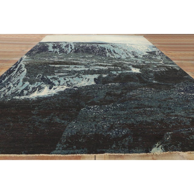 Mountain Landscape Rug Inspired by Liu Haisu, 09'11 X 14'02 For Sale - Image 9 of 11