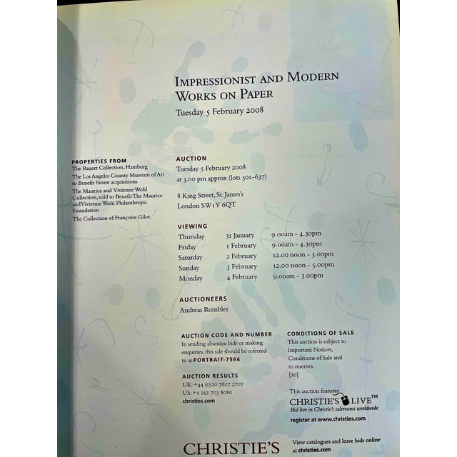 White Christie's Impressionist and Modern Works on Paper Auction Catalog - February 2008 London For Sale - Image 8 of 8