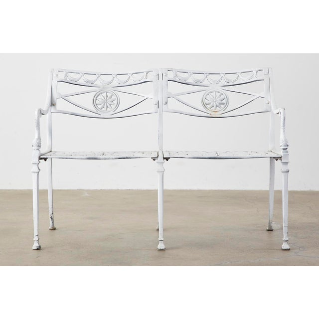 Molla Neoclassical Garden Bench Settee With Dolphin Arms Chairish