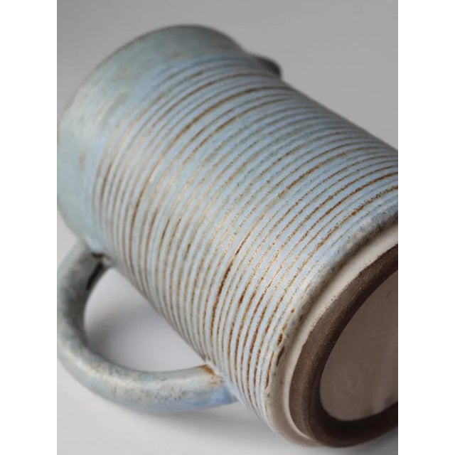 Mid-Century Modern Ceramic Turquoise Ribbed Jug, 1960 For Sale - Image 6 of 7