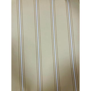 Vintage Brunschwig and Fils Stripe Wallpaper in Yellow and White Double Roll For Sale
