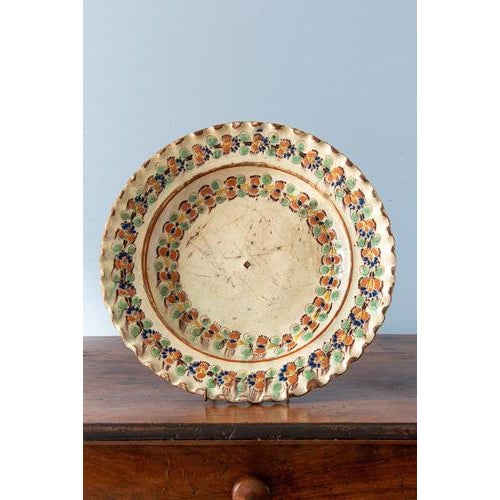 Brown Swiss Polychrome Slipware Floral Dish from Langnau, 1700s For Sale - Image 8 of 8