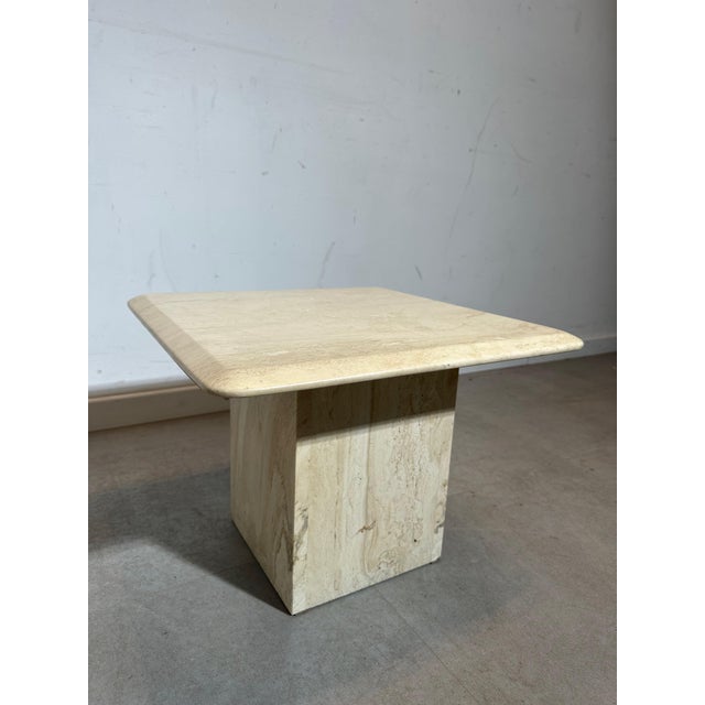 Contemporary Side Table in Travertine For Sale - Image 3 of 5