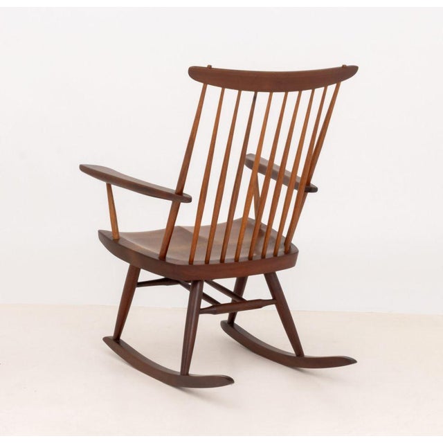 George Nakashima Walnut New Rocking Chair, 1962 For Sale - Image 10 of 11