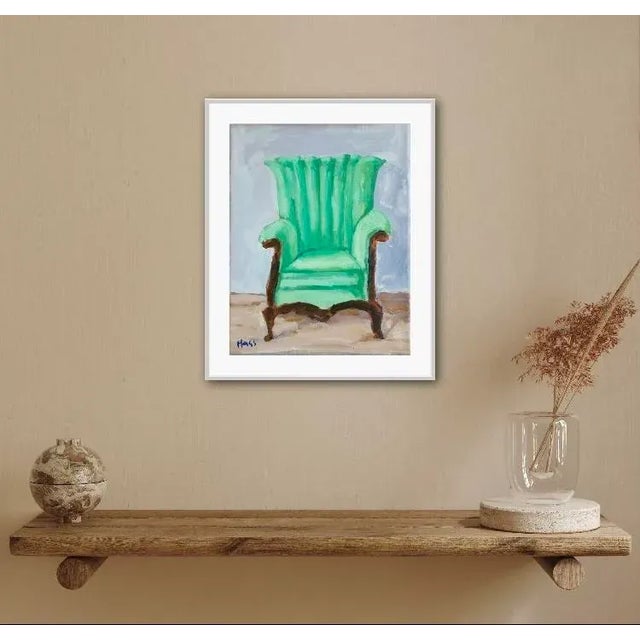 Contemporary "Green Chair" Contemporary Still Life Original Oil Painting on Canvas by Lisa Haas For Sale - Image 3 of 12