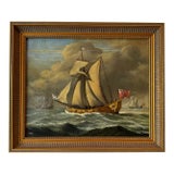 1960s After Willem Van De Velde the Younger, "The Royal Yacht Cleveland" — Vintage French Marine Oil Painting, Galerie Anderson-Mayer Paris Provenance For Sale