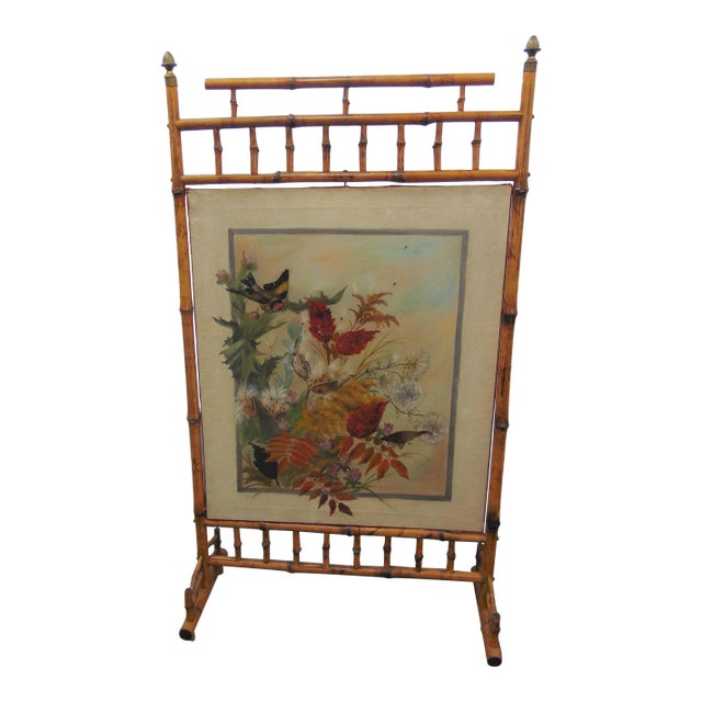 Aesthetic Victorian Bamboo Firescreen For Sale