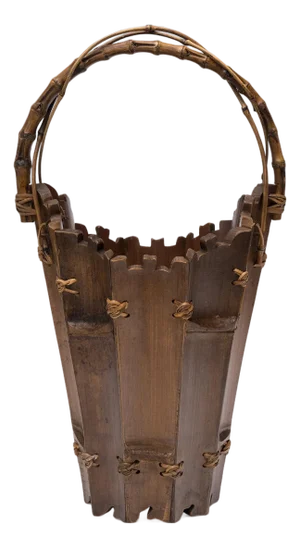 Japanese Bamboo Flower Basket, C. 1920