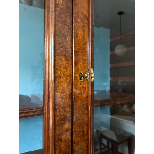 Mid 20th Century Queen Anne Style Burr Walnut Secretary Bookcase For Sale - Image 17 of 17