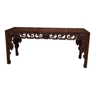 1980s Bloodwood Malaysian Dragon Carved Foyer Table For Sale
