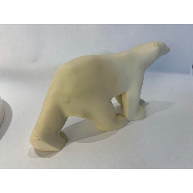 White Art Deco Cast Resin White Polar Bear Sculpture After Francois Pompon For Sale - Image 8 of 9