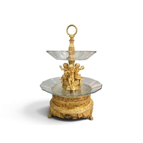 French Empire Gilt Bronze and Cut Glass Centrepiece Set, 1810, Set of 3 For Sale - Image 12 of 18