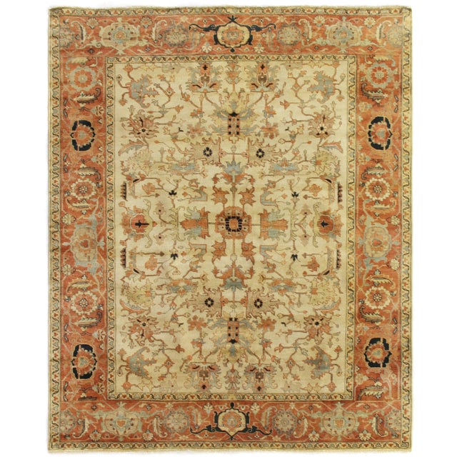 Exquisite Rugs Serapi Hand knotted Wool Ivory/Red Rug-14'x18' For Sale In Los Angeles - Image 6 of 6
