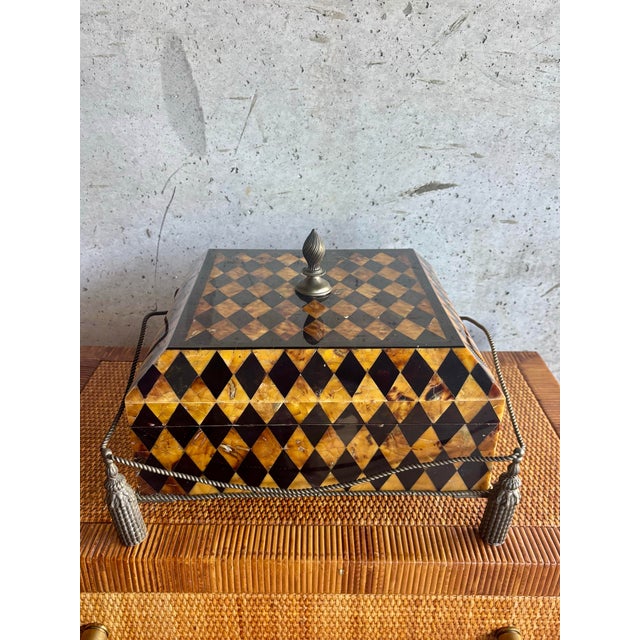 Vintage Maitland-Smith Penshell Decorative Box With Rope Tassel Base For Sale - Image 10 of 10