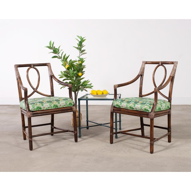 Set of Six McGuire Rattan Leona Loop Back Dining Chairs For Sale - Image 17 of 18