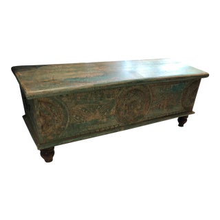 Early 21st Century Green Moroccan Trunk For Sale