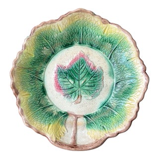 Antique Majolica Leaf Bowl For Sale