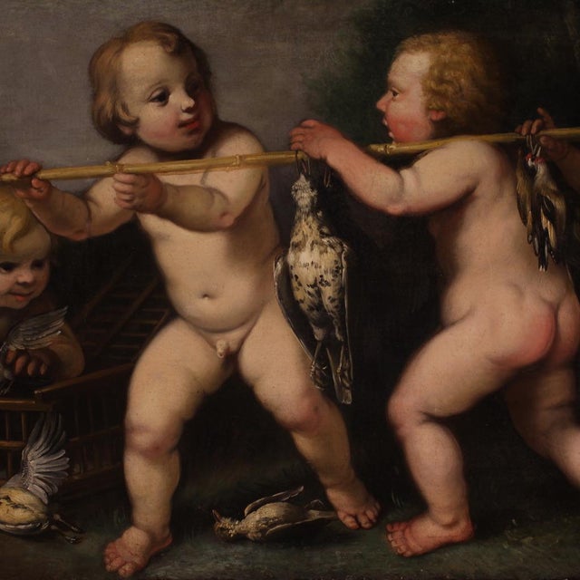 Rudolphine School Artist, Cherub Games, 1670, Oil on Canvas For Sale - Image 7 of 16
