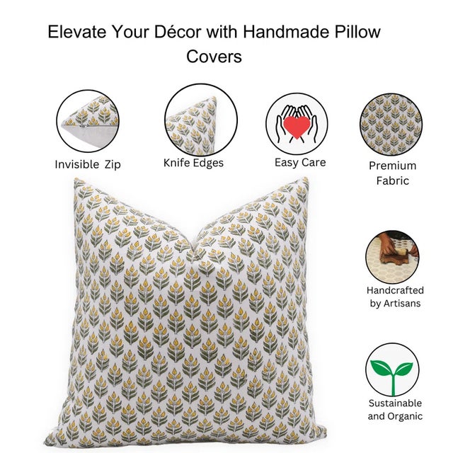 Yellow Fabdivine Handcrafted Pillow Cover 12x20 Inch - Alia For Sale - Image 8 of 8