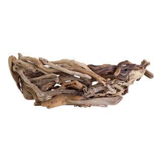 Folk Art Oversized Driftwood Boat Sculpture or Basket For Sale