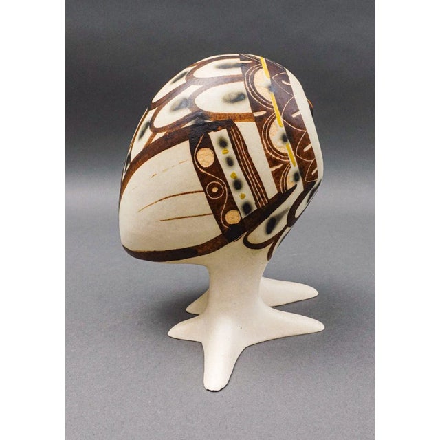 Mid 20th Century Strawberry Hill Signed Canadian Art Pottery Owl Figurine Sculpture For Sale - Image 4 of 10