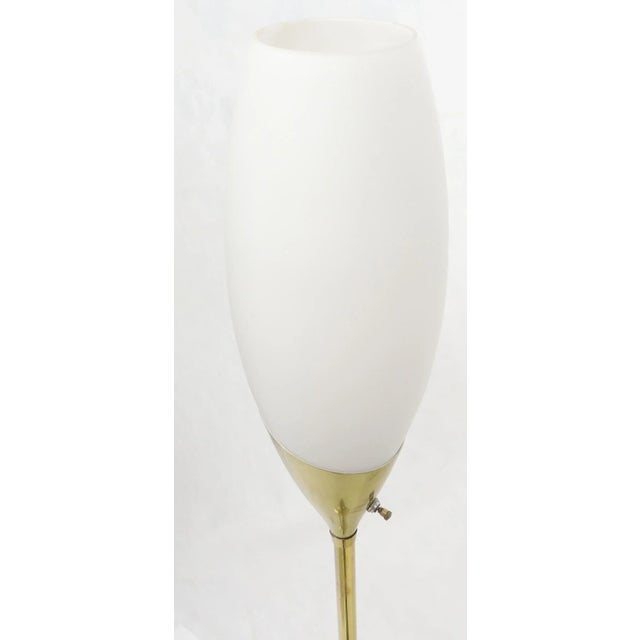 Glass Square Tulip Base Champagne or Wine Style White Frosted Glass Floor Lamp For Sale - Image 7 of 12