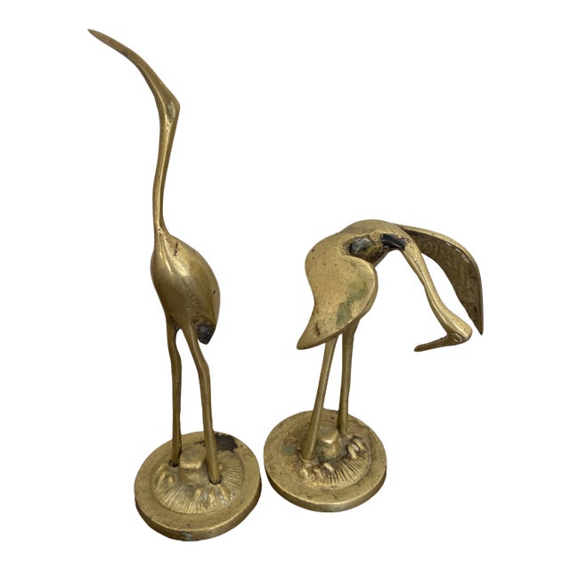 1970s Mid Century Brass Birds - a Pair For Sale