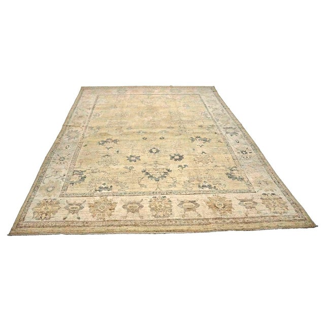 21st Century Turkish Oushak Wool 10x13 Gold, Ivory & Charcoal Handmade Area Rug #1144141 For Sale - Image 4 of 11