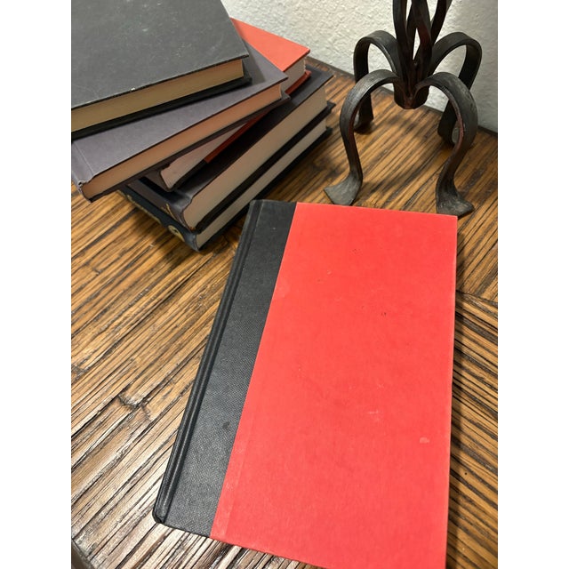 Massive Vintage Onyx Black Hardcover Book Stack - Set of 7 - Gold Font Palette - Dark Academia Executive Library Decor For Sale - Image 4 of 16