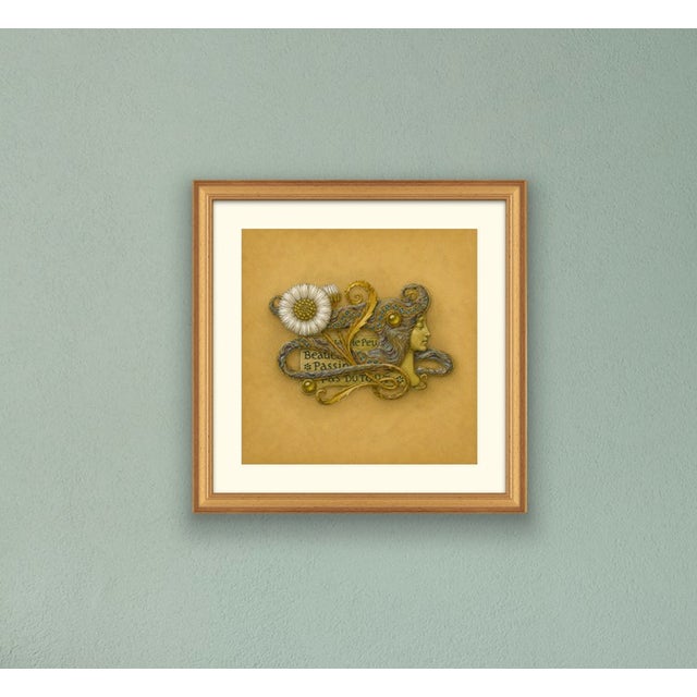 Paper Atelier Aria Lumae Eugene Grasset Art Nouveau Gold Beaded Brooch Jewelry Study Fine Art Gallery Board Print 16 X 16 For Sale - Image 7 of 15