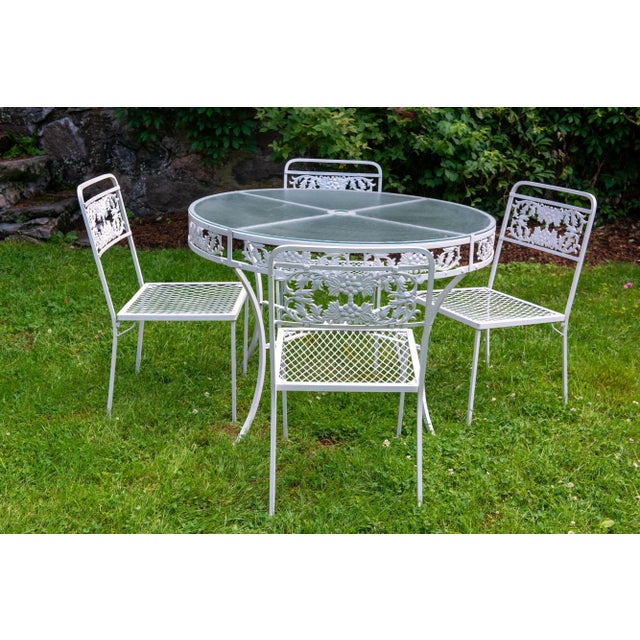 Mid 20th Century Molla Wrought Iron, Glass Top Table, Four Chairs, 1940s For Sale - Image 5 of 12