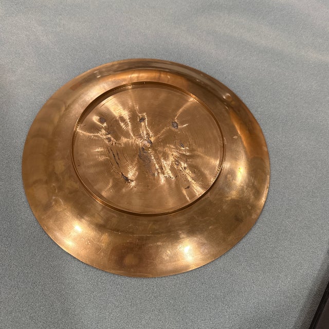 Vintage Solid Brass Korean Wall Plaque For Sale - Image 4 of 8
