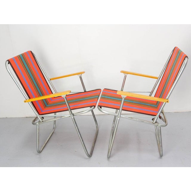 French Folding Camping Chairs and Table, 1950s, Set of 5 For Sale - Image 14 of 18