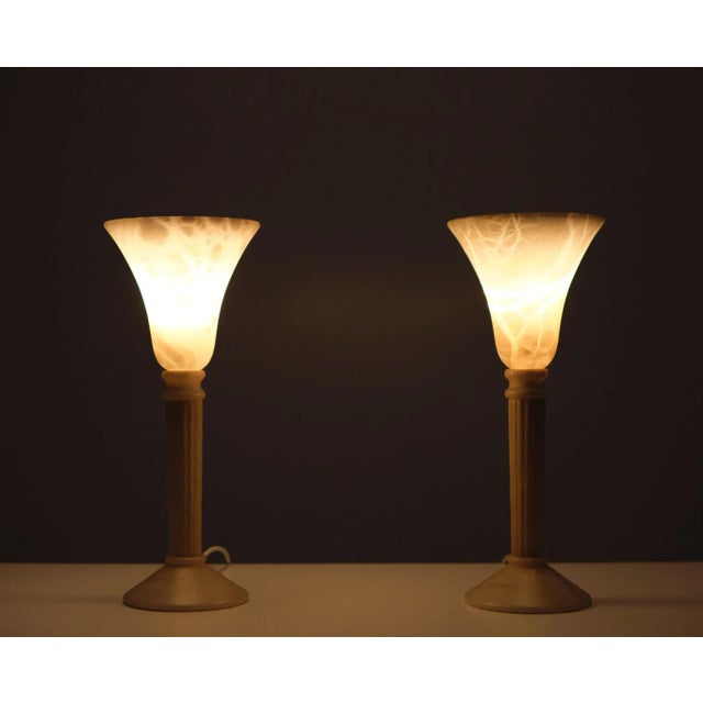 Classical Greek Alabaster Table Lamps, Spain, 1970s, Set of 2 For Sale - Image 3 of 10