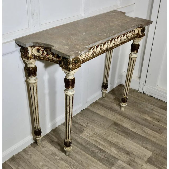 French Style Carved and Painted Console Table For Sale - Image 3 of 7