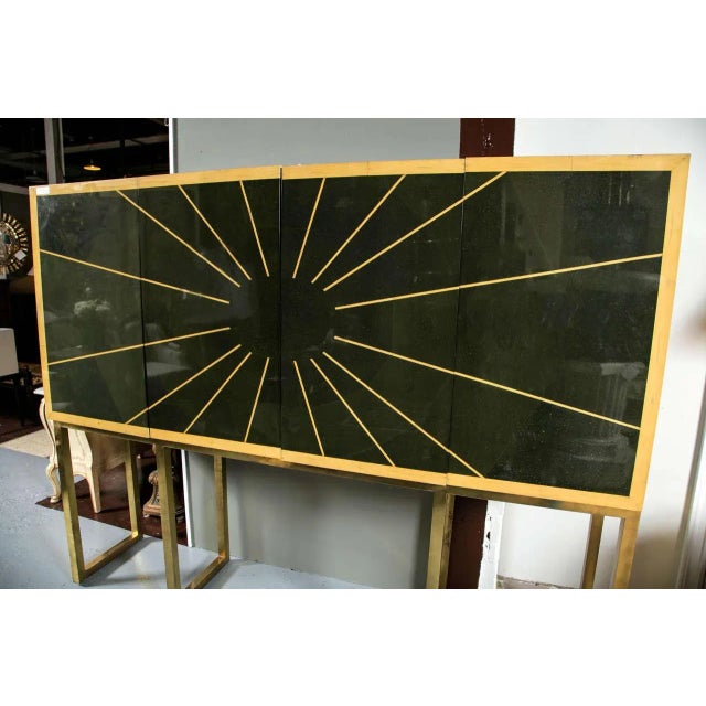 Art Deco Karl Springer Style Cabinet on Bronze Stand For Sale - Image 3 of 8