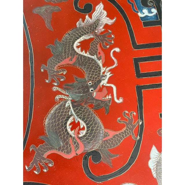 Vintage Red Lacquer Dragon Box For Sale - Image 4 of 10