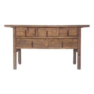 Antique Chinese Console Table With Five Drawers For Sale