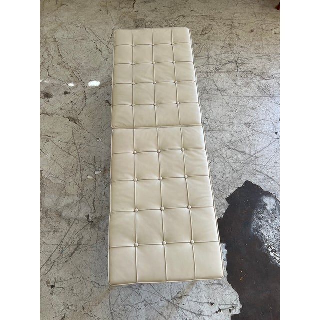 Tufted Cream Leather and Chrome Bench by Florence Knoll for Knoll For Sale In Phoenix - Image 6 of 6