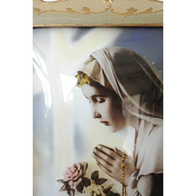 Printed Glass Panel of the Madonna in Prayer, 1950s For Sale - Image 4 of 9