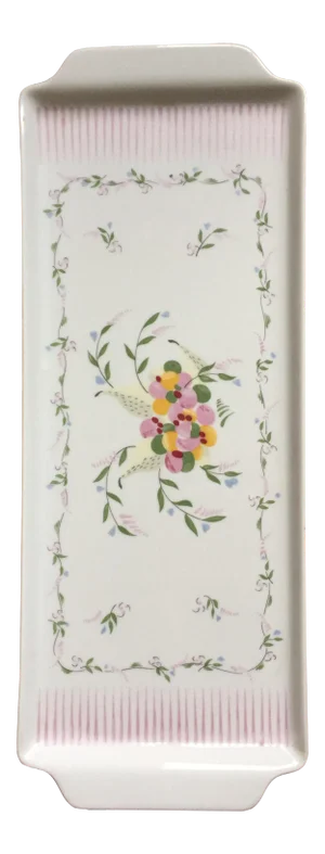 1960s Vintage Vista Alegre Flower Motif Porcelain Dresser Tray