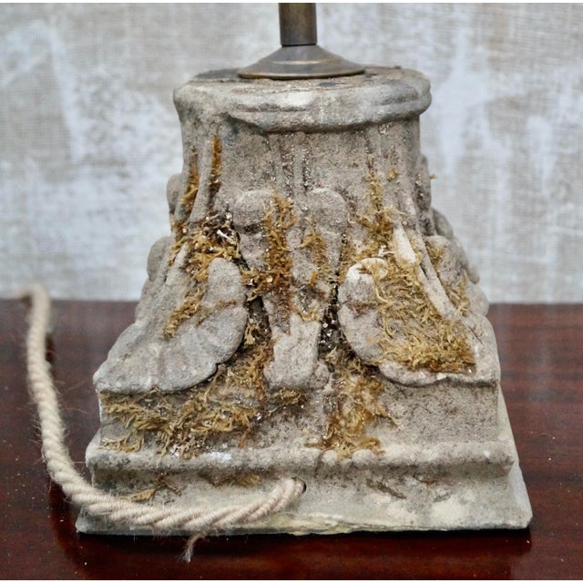 Metal Antique Sandstone Corinthian Capital Table Lamps, 1910s, Set of 2 For Sale - Image 7 of 14
