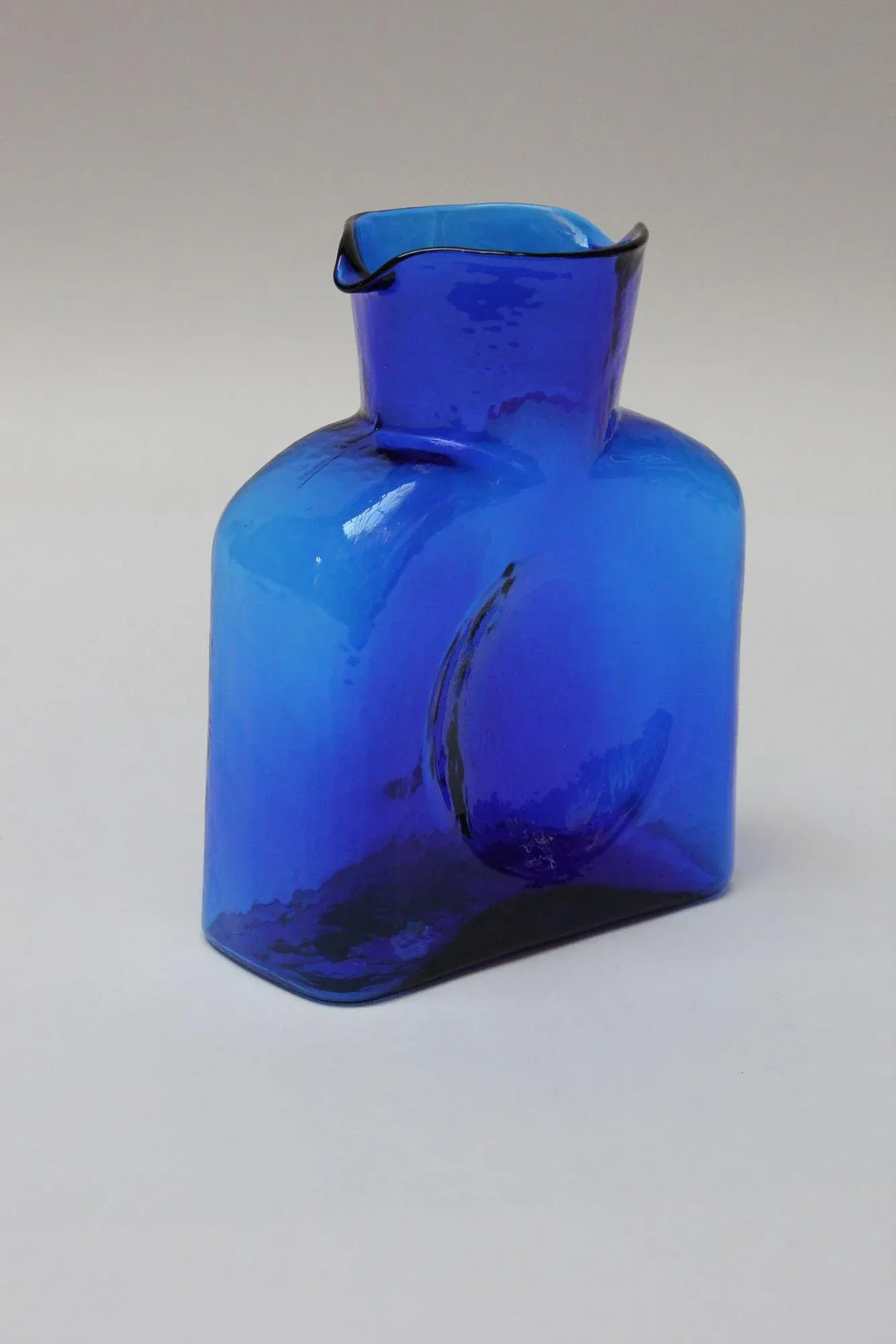 Vintage Blenko Blown Glass Cobalt Double Spout Pitcher | Chairish