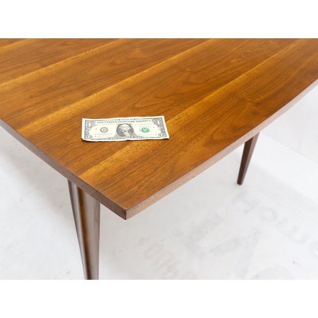 Danish American Mid-Century Modern Walnut Boat Shape Dining Table 1 Leaf For Sale - Image 12 of 12
