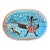 1940s Mid Century Modern Italian Cubist Ceramic Platter Fisherman With Stars Moonlight and Cat in Bright Blue Glaze For Sale