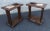 Mid-Century Modern Pair Mid-Century Old Tavern Style Antiqued Pine Two-Tier Side Tables With Decorative Ceramics Inserts For Sale - Image 3 of 11